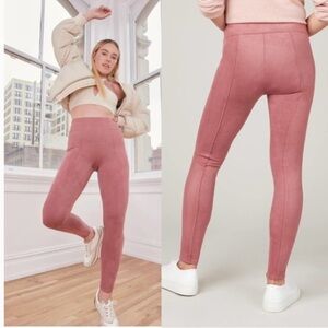NWT SPANX Faux Suede High Rise Leggings in Rich Rose Pink Size XS
